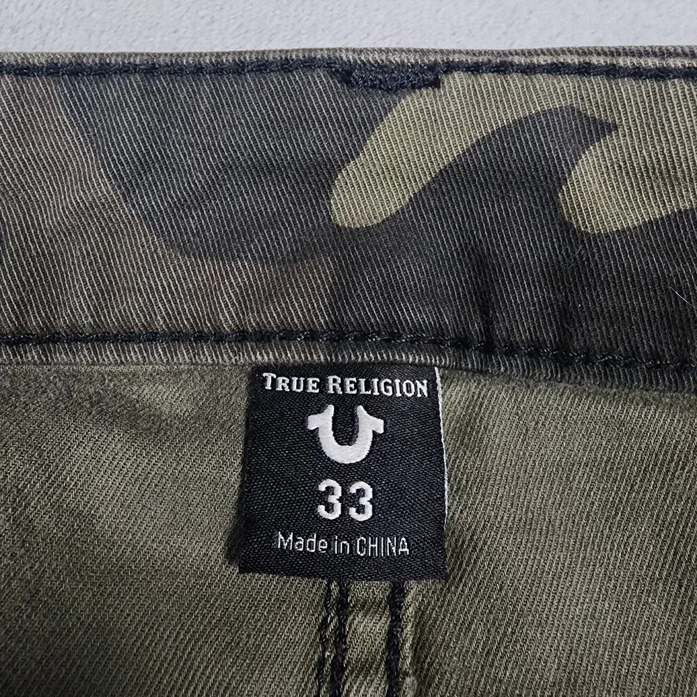 True Religion Mick Jeans Mens 33 Camo Slouchy Skinny Moto Biker Ankle Zip